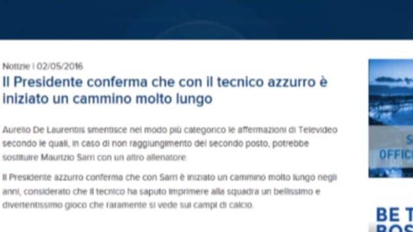De Laurentiis conferma Sarri al Napoli