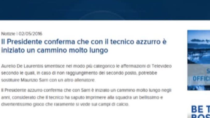 Sarri via da Napoli? De Laurentiis smentisce tutto