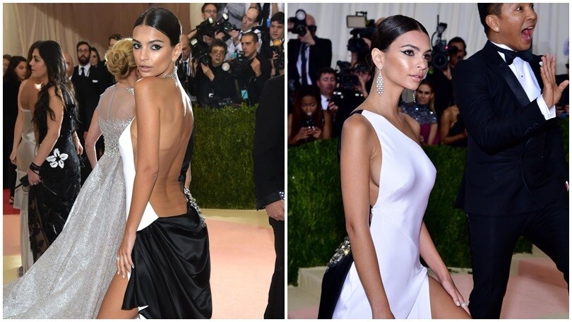 Emily Ratajkowski, bianco e nero da urlo al Met Gala
