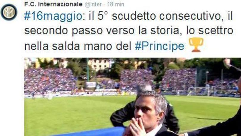 L'Inter: «16 maggio 2010: il quinto scudetto consecutivo». I tifosi della Juventus furiosi