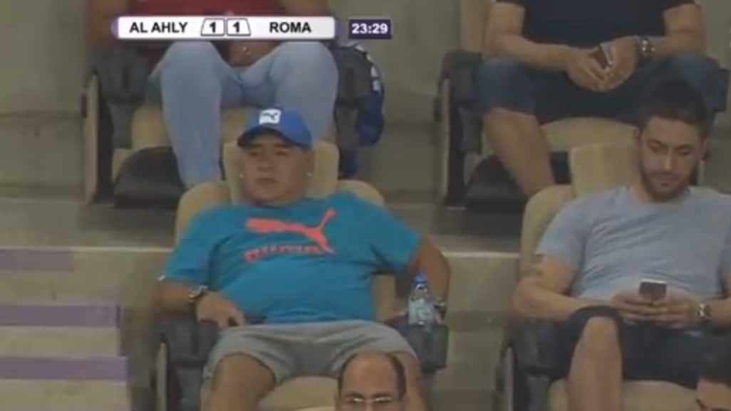 Al Ahly-Roma, Maradona in tribuna ad applaudire Totti