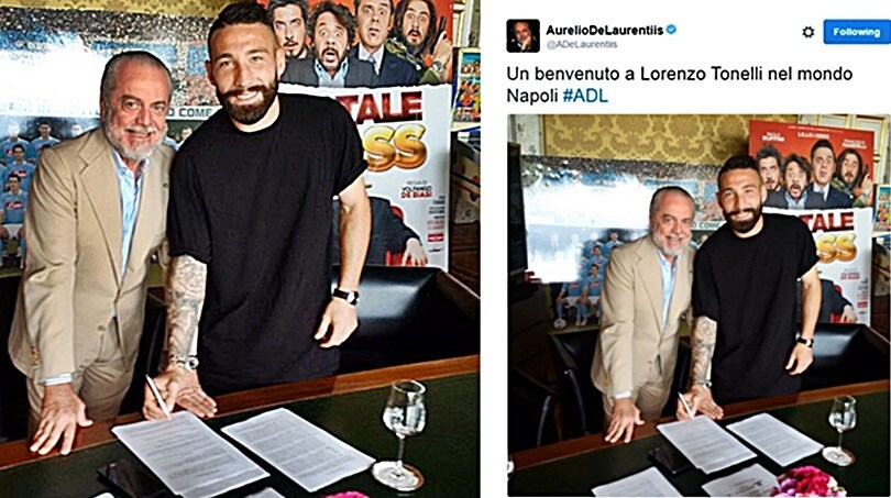 Napoli, De Laurentiis ufficializza Tonelli: «Benvenuto»