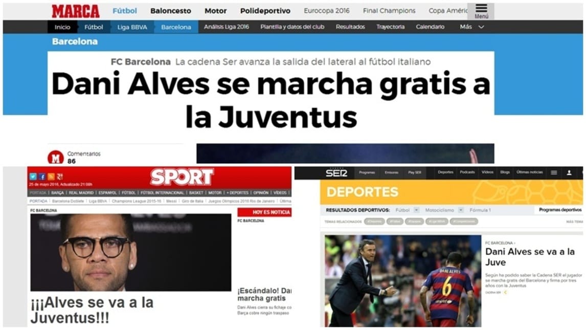 Calciomercato, «Dani Alves alla Juventus»: i siti spagnoli aprono così!