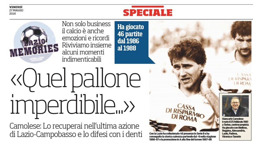 Lazio Memories, Camolese: «Quel pallone imperdibile...»