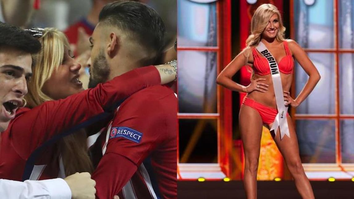 Carrasco segna e va a baciare la sua Noemie: miss Belgio 2013
