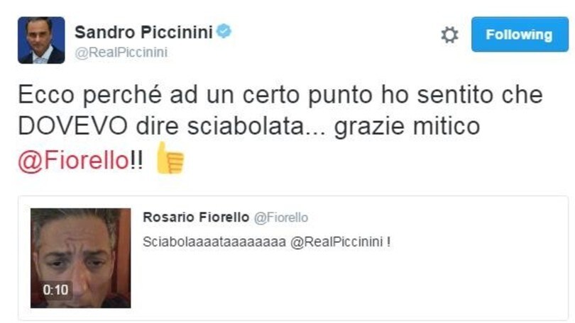 Fiorello a Piccinini: «Sciabolataaaa, dilloooo»