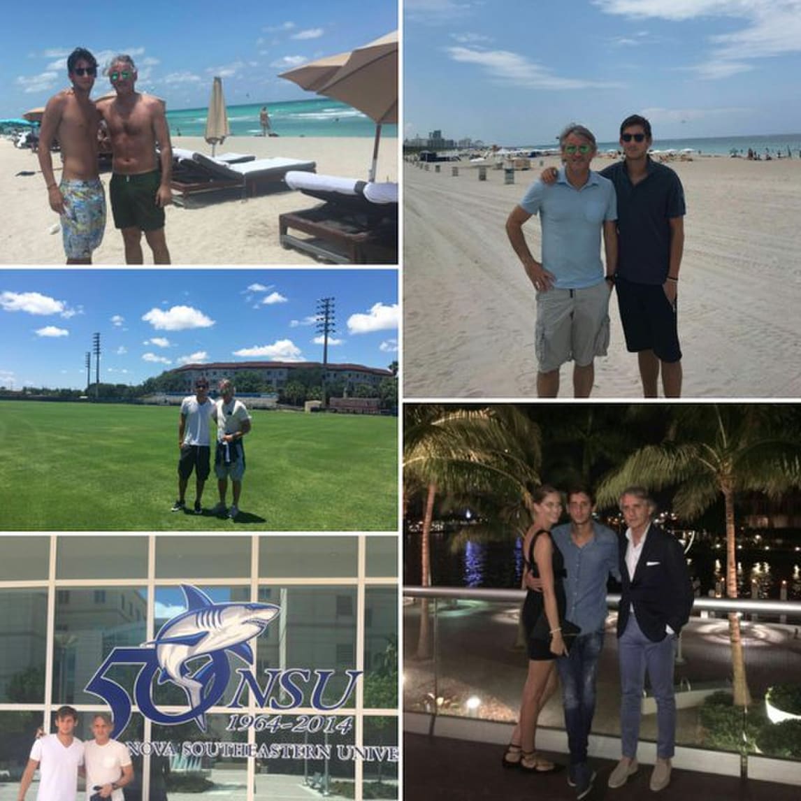Serie A Inter, Mancini in vacanza negli Stati Uniti con il figlio