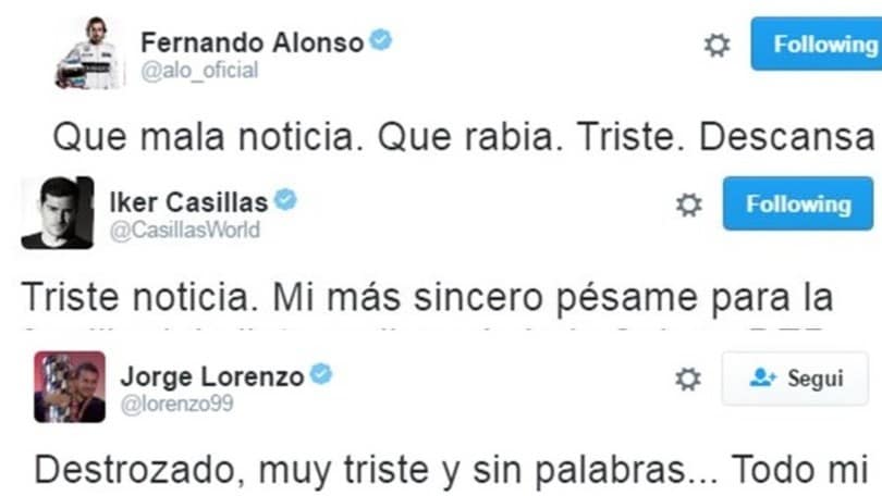 Da Alonso a Cafu, il mondo dello sport piange Salom