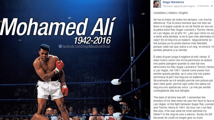 Maradona e Pelè uniti per Ali: «E' stato il migliore»