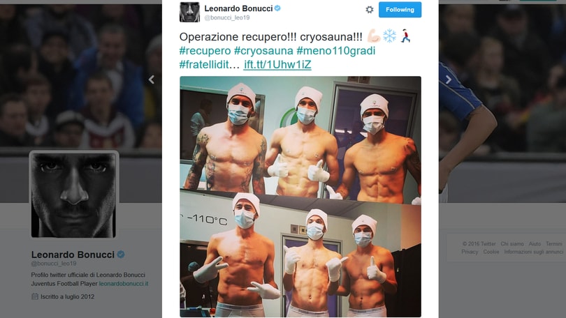 De Rossi, Chiellini e Bonucci in cryosauna: a -110 gradi per recuperare