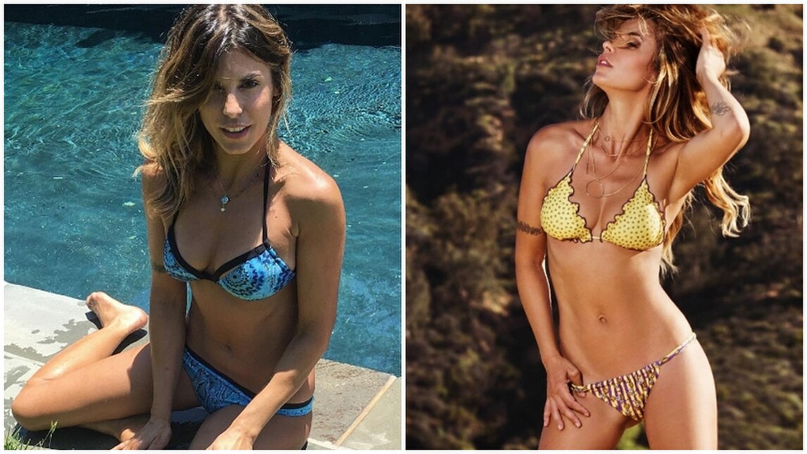 Elisabetta Canalis non dimentica l'Italia: il bikini è azzurro!
