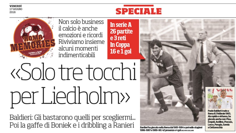 Memories Roma, «Solo tre tocchi per Liedholm»