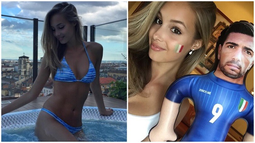Euro 2016, Italia-Svezia: Viky Varga scaramantica con il bambolotto di Pellè
