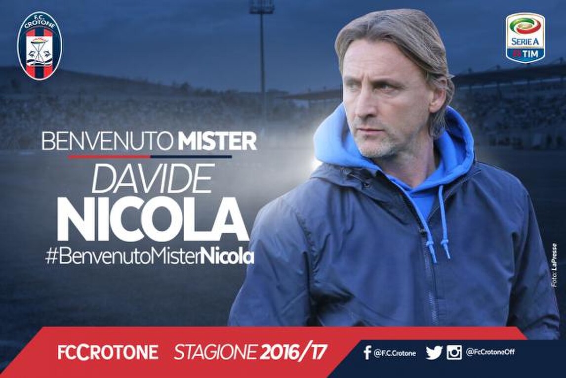 Calciomercato Crotone, Nicola è il nuovo tecnico