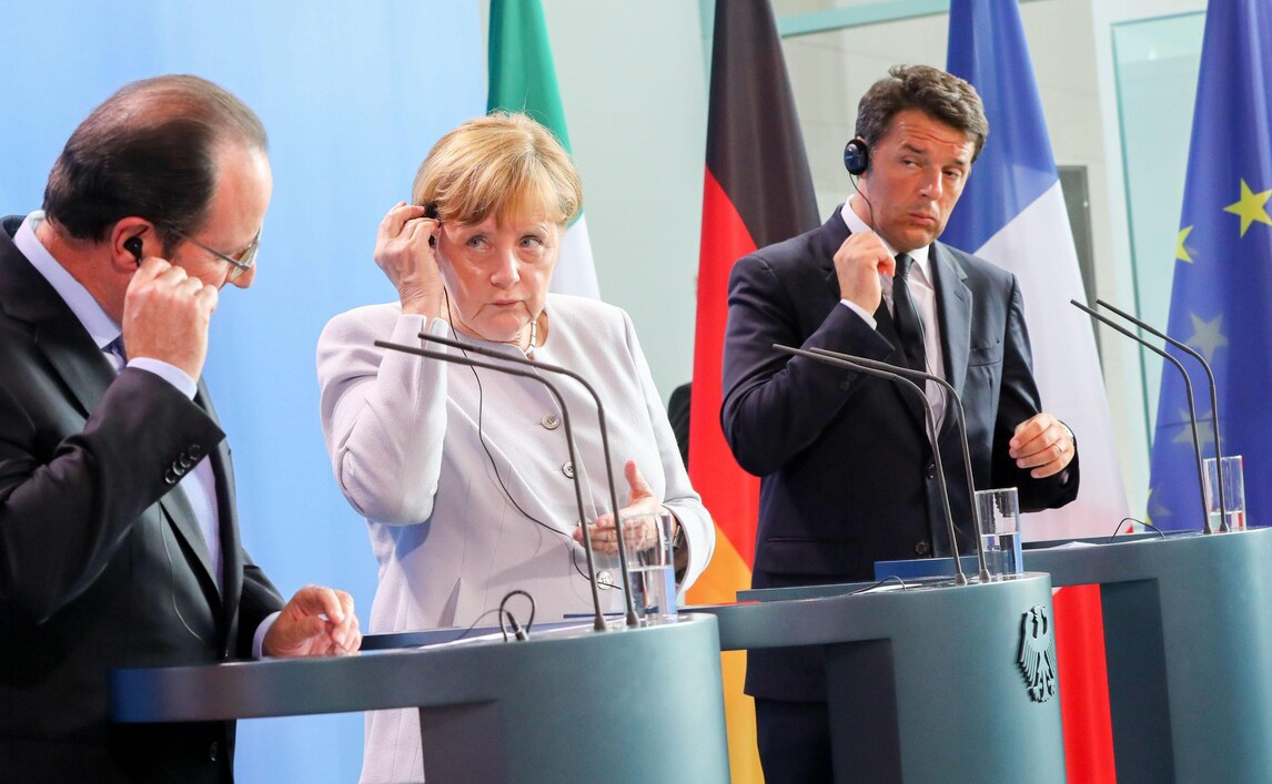Euro 2016 Italia, Renzi: «Spettacolo vedere il 2-0 con Merkel e Hollande!»