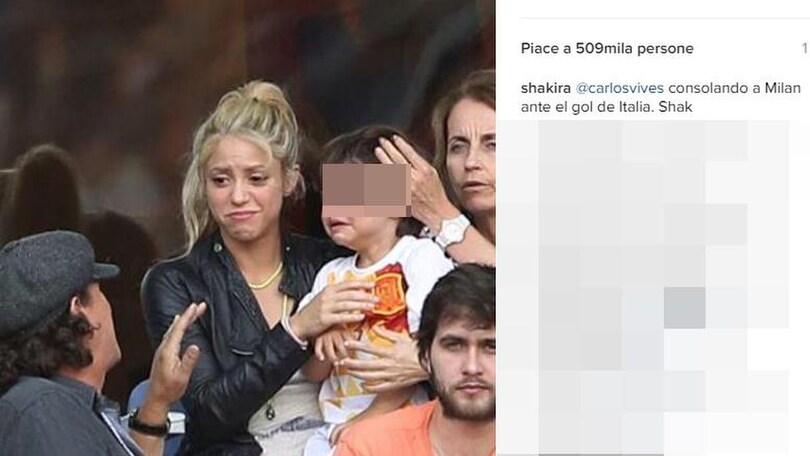 Euro 2016, Shakira consola il figlio dopo il gol dell'Italia