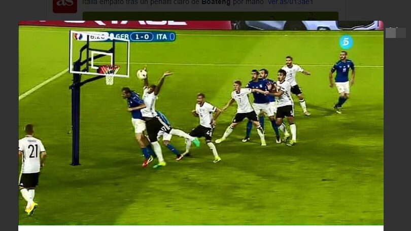 Germania-Italia, fallo di mano di Boateng e i social si scatenano