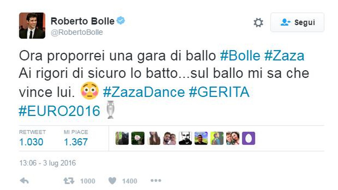 Euro 2016, Bolle sfotte Zaza: «Ai rigori lo batto, sul ballo vince lui»