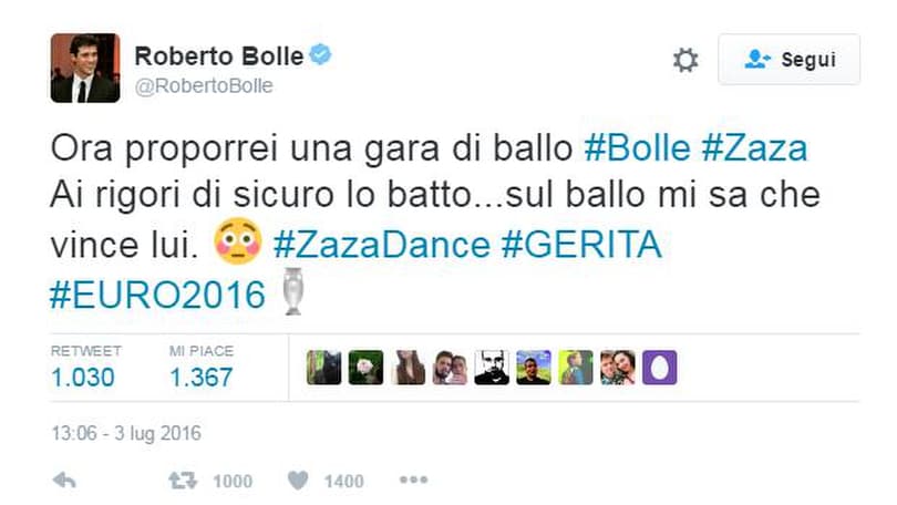 Euro 2016, Bolle sfotte Zaza: «Ai rigori lo batto, sul ballo vince lui»