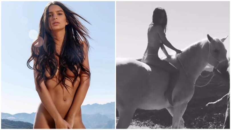 Emily Ratajkowski senza veli: a cavallo come Lady Godiva