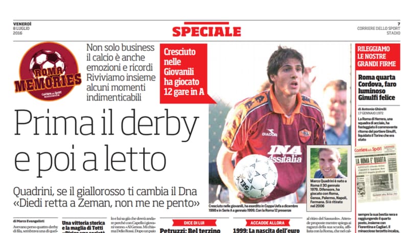 Roma Memories, prima il derby e poi a letto