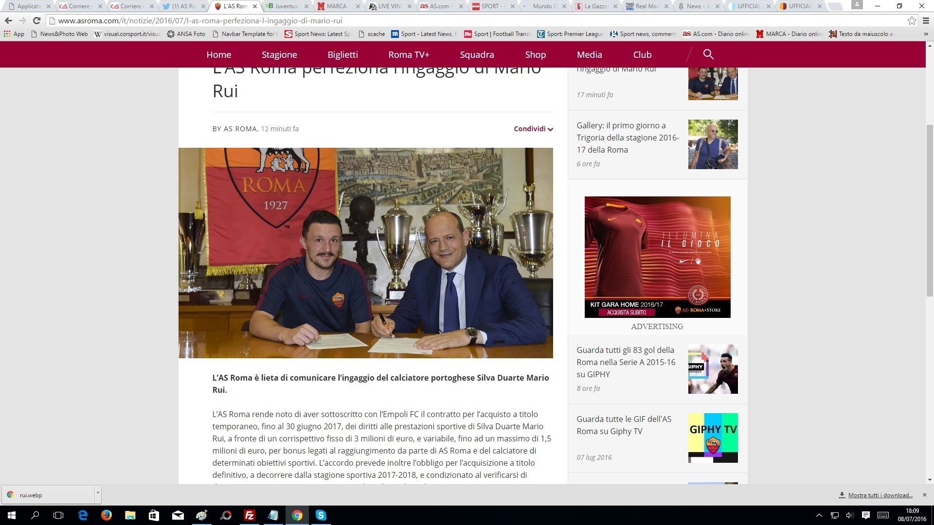 Ufficiale, Mario Rui è della Roma: «Sono in un club di livello mondiale»