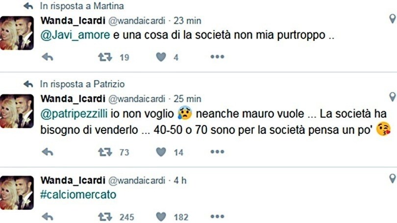 Calciomercato Inter, Wanda Nara: «Vogliono vendere Icardi»