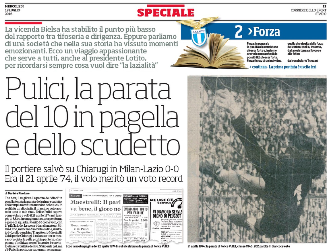 Speciale Lazio, Pulici: la parata del 10 in pagella e dello scudetto