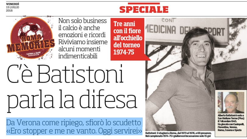 Memories Roma,c’è Batistoni parla la difesa