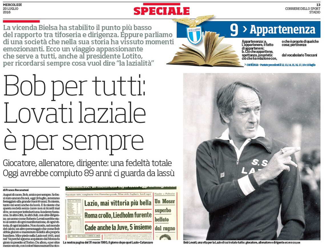 Speciale Lazio, Bob per tutti: Lovati laziale è per sempre