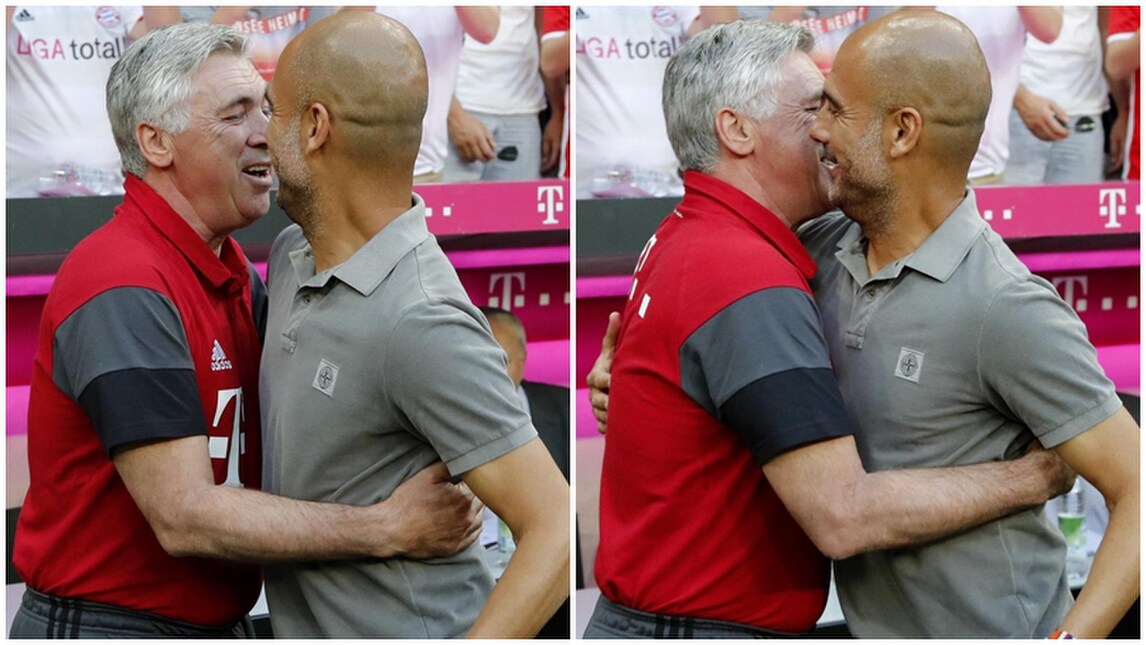 Bayern-City: che abbraccio tra Guardiola e Ancelotti!