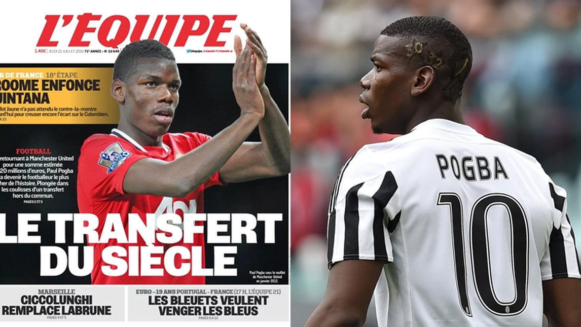 Calciomercato  Juventus, L'Equipe: «Pogba al Manchester United il trasferimento del secolo»