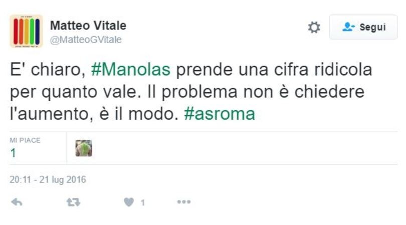 Caso Manolas, il malumore dei tifosi spopola sul web