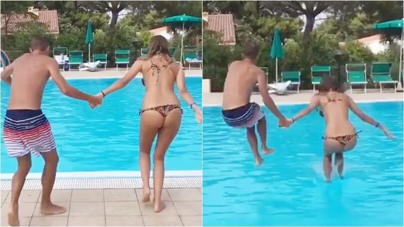 Valentina Allegri, relax e tuffi in piscina