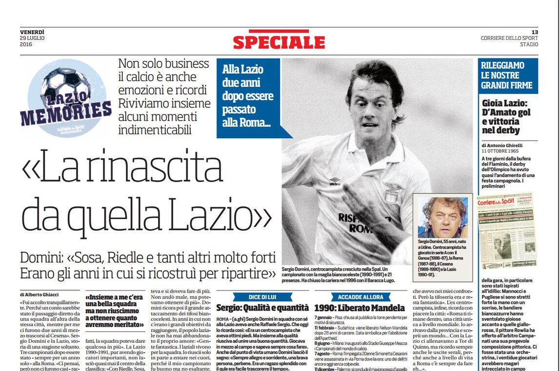 Memories, «La rinascita da quella Lazio»