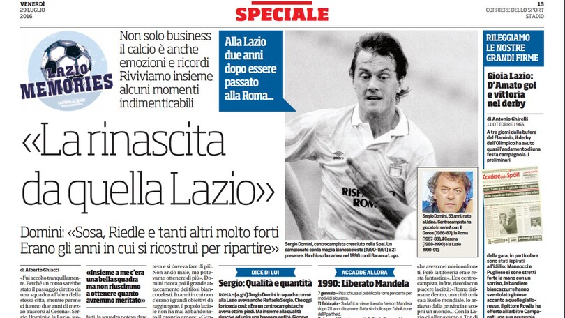 Memories, «La rinascita da quella Lazio»