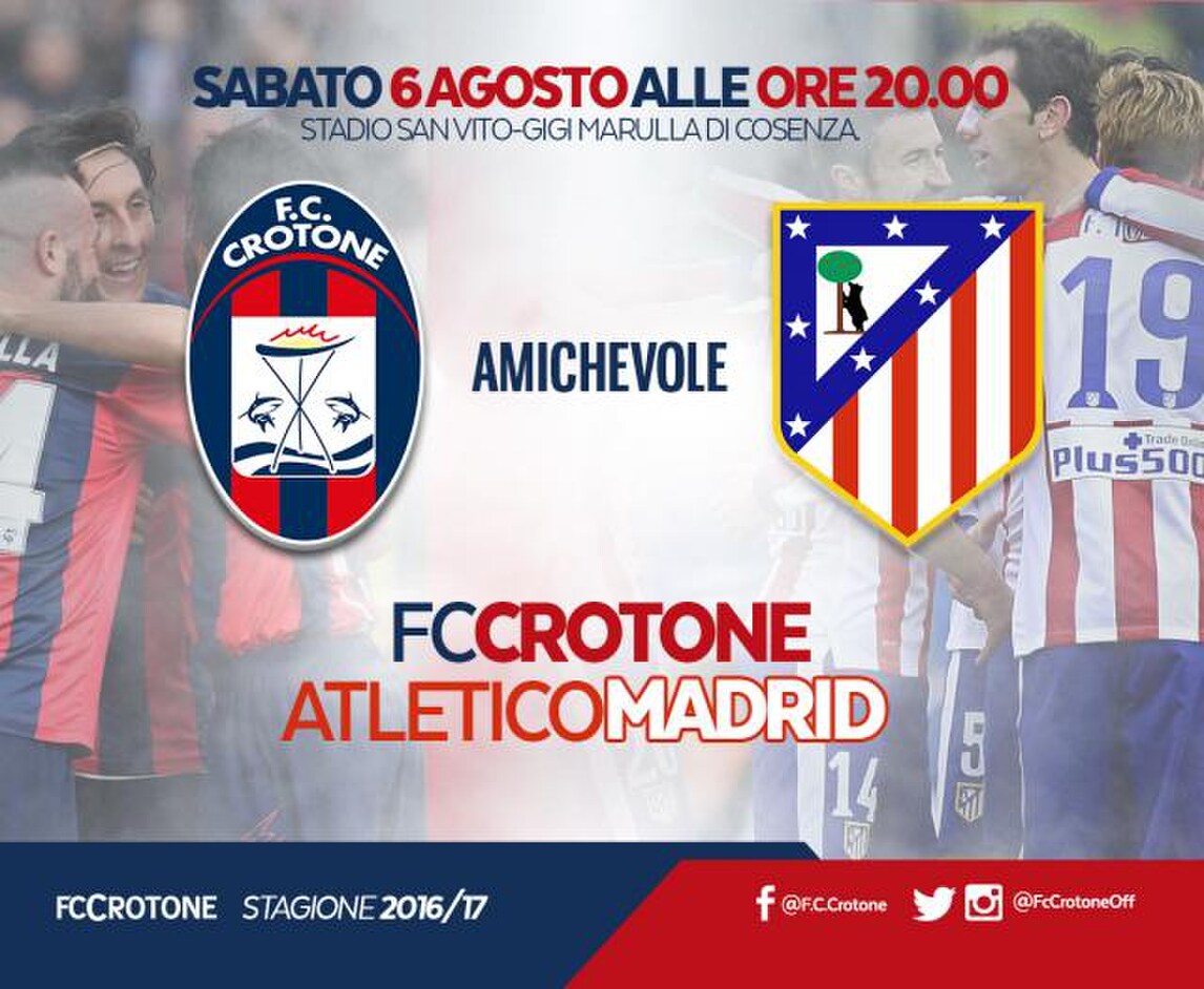 Il Crotone sfida l'Atletico Madrid!