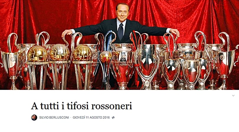 Milan, Berlusconi saluta i tifosi: «Cessione un atto d'amore»