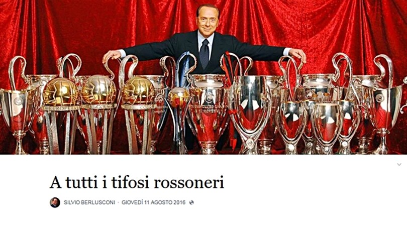 Milan, Berlusconi saluta i tifosi: «Cessione un atto d'amore»