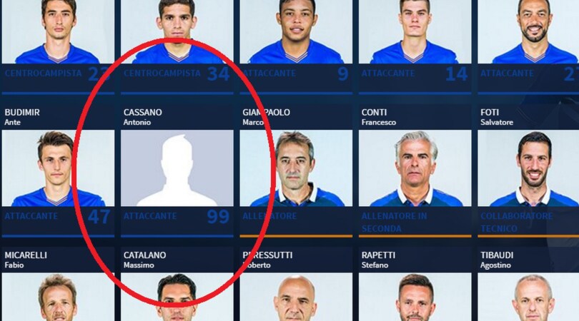 Calciomercato Sampdoria, la foto di Cassano eliminata dal sito