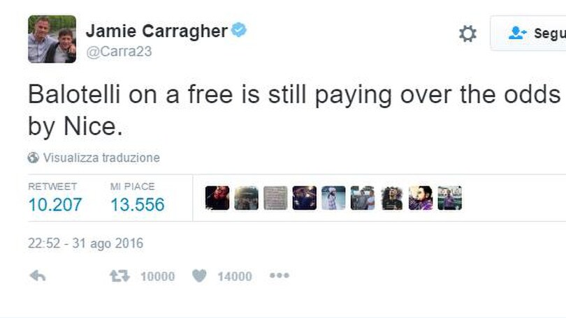 Carragher attacca Balotelli: «Via gratis? Anche troppo costoso»