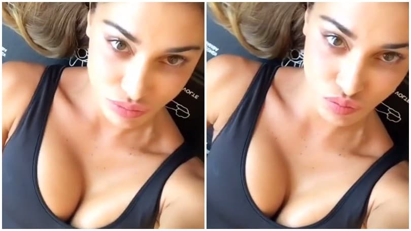 Belen Rodriguez, l'allenamento in palestra è hot