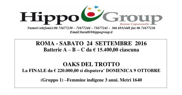 Trotto: batterie e finale anche nelle Oaks