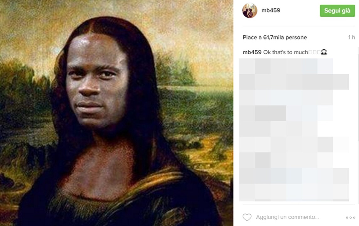 Nizza, Balotelli stupisce ancora: su Instagram è la nuova Gioconda