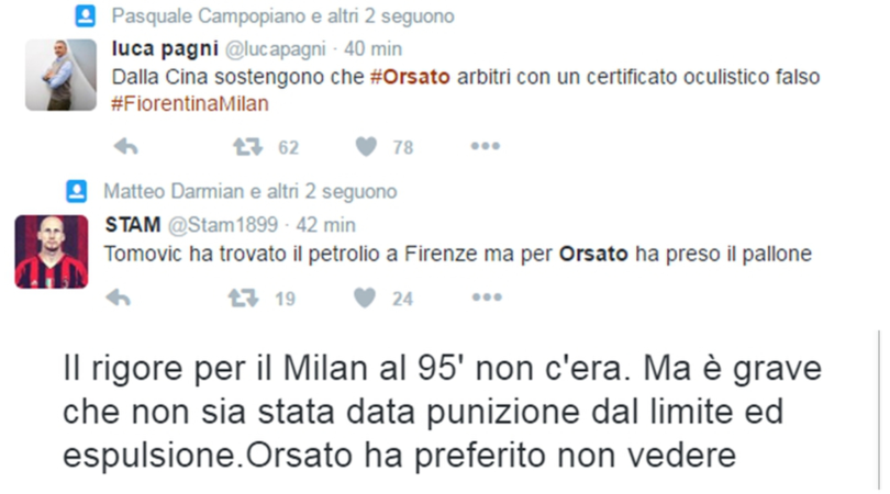 Milan: web indiavolato per l'errore di Orsato nel finale