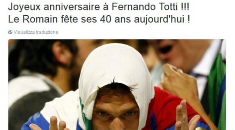 Fifa, che gaffe: «Buon compleanno a Fernando Totti»