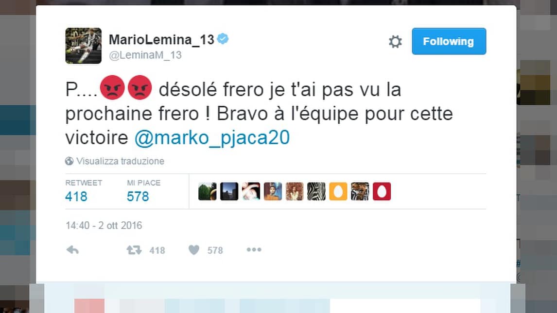 Juventus, Lemina chiede scusa a Pjaca: «Non ti ho visto fratello»