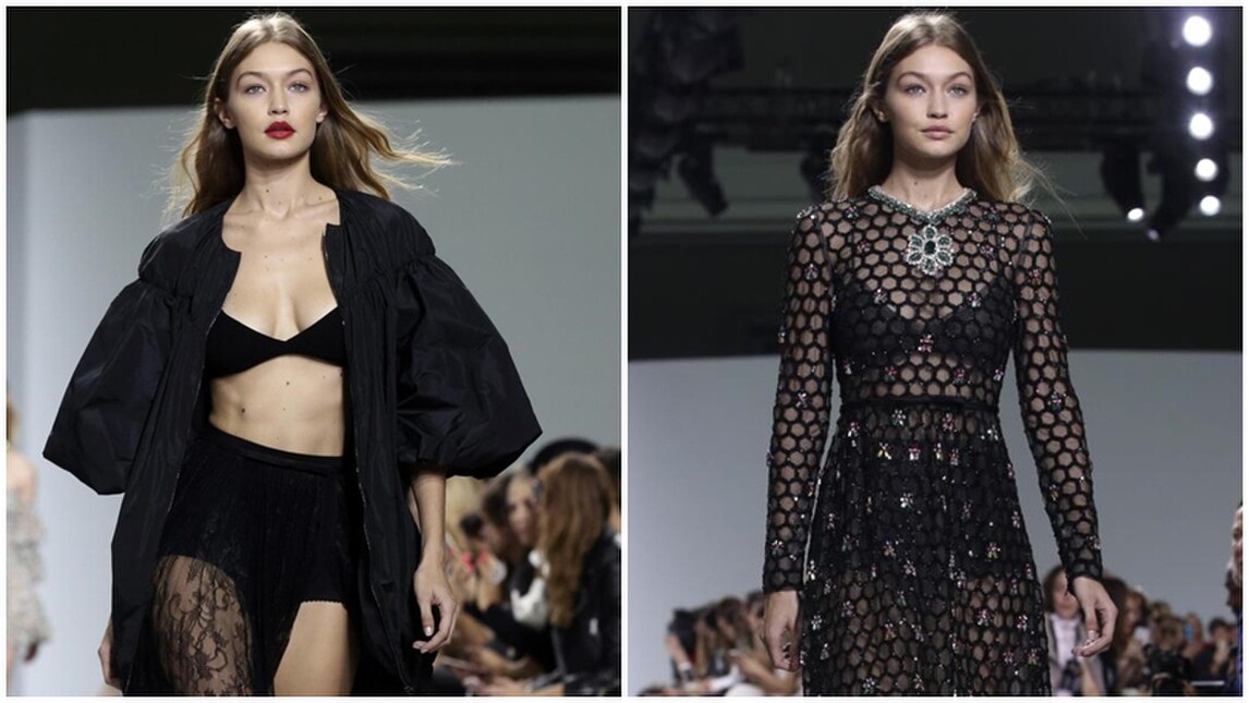 Gigi Hadid è tutta pizzi e trasparenze a Parigi