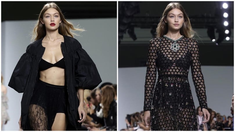 Gigi Hadid è tutta pizzi e trasparenze a Parigi