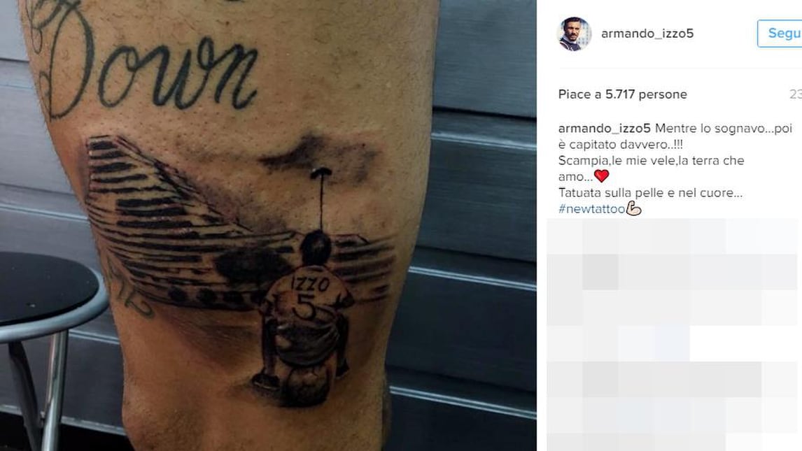 Serie A, Armando Izzo si tatua le vele di Scampia